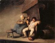A Peasant Couple in an  interior adriaen van ostade
